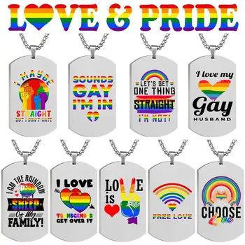 Yeni Moda Niş Tasarım Basit I Love My Eşcinsel Koyun Ücretsiz Aşk Eşcinsel Kolye Kolye Arkadaşlar için paslanmaz Çelik Takı