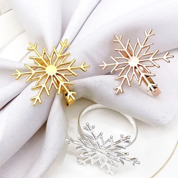 Yeni Sadelik Noel Kar Tanesi Peçete Halkası Gül Altın Peçete ButtonMouth Bez Yüzük Otel Düğün Parti Süslemeleri İçin
