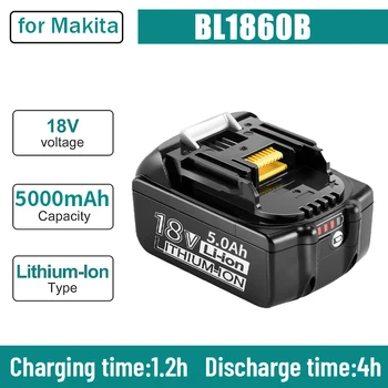 YENİ Orijinal 18V 5000mAh Şarj Edilebilir Güç Araçları Makita pil için LED lityum-iyon yedek pil LXT BL1860B BL1860 BL1850