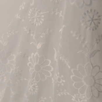 Yüksek kaliteli Şifon kumaş Pirinç beyaz çiçek nakış tissu Üst Gömlek Bluz Elbise perde malzemesi