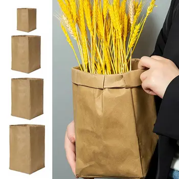Yıkanabilir Kraft Kağıt saklama çantası Mutfak Buzdolabı Organizatör Etli saksı Yeniden Kullanılabilir Gıda Meyve Kraft Kağıt Paket Çanta