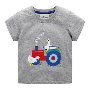ZWY716 Hayvan Aplike Bebek T Shirt Yaz 2020 Çocuk t-shirt Küçük Erkek Kısa Kollu Elbise Çocuklar için Giysi