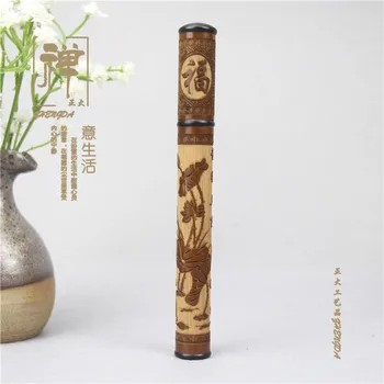Çay tütsü aksesuarları eski kırmızı bambu oyma mantra kısa tütsü tüp hattı anlamına gelir kısa vadeli tütsü toptan özel