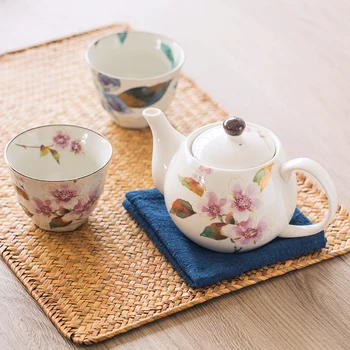  Çiçek çayı seti düğün seramik fincan çay seti Porselen Matcha seyahat gül fincan çay su ısıtıcısı Juego De Te Teaware