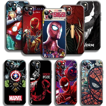 Örümcek adam Venom Demir Adam iPhone 14 13 12 11 Pro 12 13 Mini X XR XS Max SE 7 8 Artı telefon Kılıfı Siyah Kapak Kılıfları Darbeye Dayanıklı