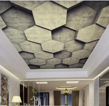 Özel 3D tavan duvar kağıdı, taş duvar resimleri için oturma odası yatak odası tavan duvar su geçirmez vinil papel de parede