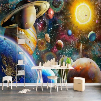 Özel Duvar Kağıdı Çocuk Odası için Uzay Evren çocuk Odası Yatak Odası Arka Plan Duvar Papel De Parede Duvar Kağıtları Ev Dekor