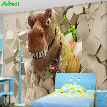 Özel Fotoğraf Duvar 3d Arka Plan Duvar Dinozor Kırık duvar kağıdı Oturma Odası Yatak Odası Erkek Çocuk Odası Arka Plan Duvar Kağıdı