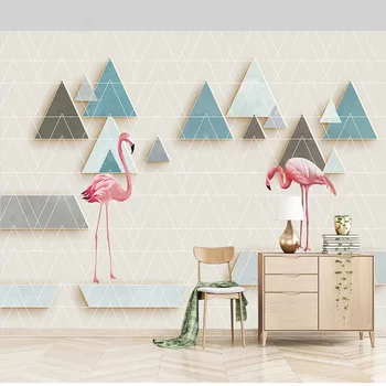 Özel Fotoğraf Flamingo Soyut Arka Plan Dekor Kendinden Yapışkanlı duvar çıkartmaları Papel De Parede 3D Sala Fresk Tapety Ev dekor sanatı