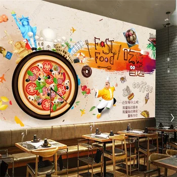 Özel Pizza Fast Food Duvar Kağıdı Endüstriyel Dekorasyon Duvar Restoran Snack Bar KTV Arka Plan Duvar Papel De Parede