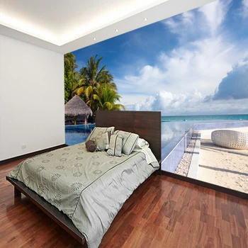 Özelleştirilmiş papel de parede infantil, Maldivler deniz manzarası duvar resimleri için oturma odası yatak odası kanepe arka plan duvar kağıdı